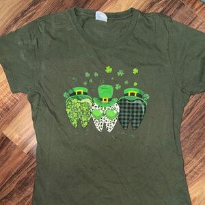 Green Graphic T-Shirt with Shamrock Design